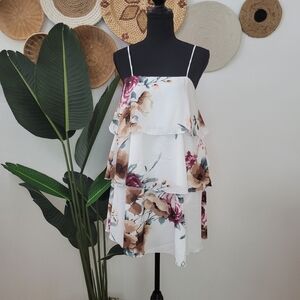 Floral Mini White Women Dress - S/M/L